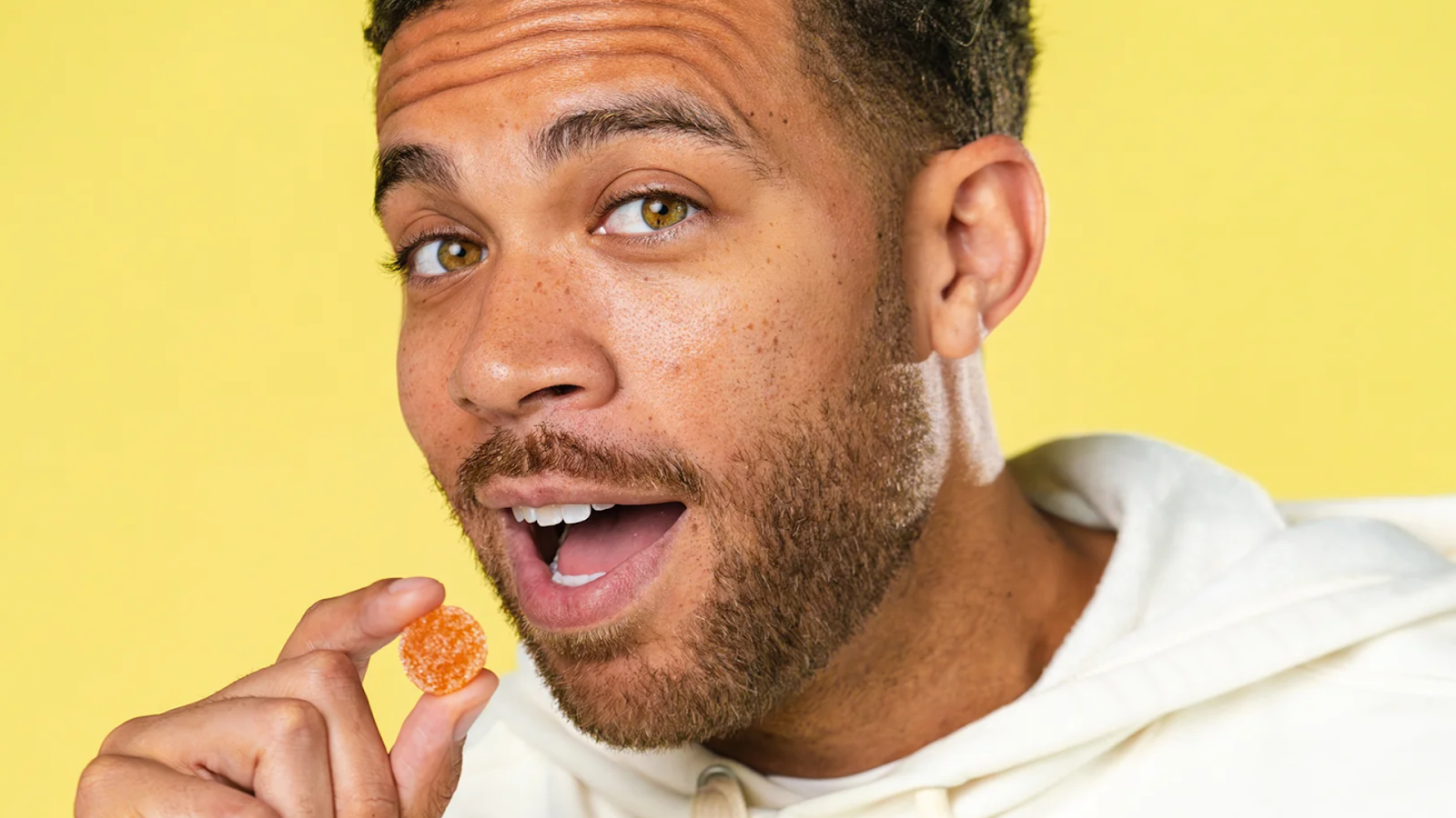 Man with a CBD Gummy